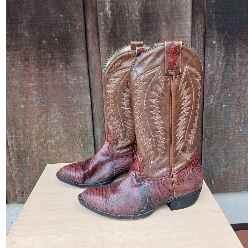 Vintage Montana Snake Skin Men's Western Cowboy Boots Size 9E